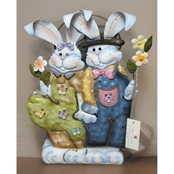 Home Interiors Other - Vintage Home Interiors Metal Bunny Couple Easter Tea Light Luminary Lantern